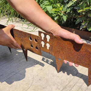 Borde de Jardín de Acero Corten de Diseño Moderno, Valla Impermeable Rectangular Plana de Madera para Paisajismo, Adornos de Jardín - Product Image 1