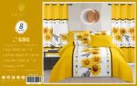 OEM/ODM Maßgefertigte 8-teilige King-Size Bettwäsche-Sets mit Blumendesigns Bedruckte Mikrofaser-Bettwäsche mit Passenden Vorhängen