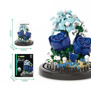 Kit de construction de fleurs en blocs DIY avec dôme anti-poussière, décoration d'espace <span class=keywords><strong>zen</strong></span>, modèle de micro-paysage créatif, ornement pour la maison ou le bureau - Product Image 2