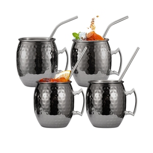 Mugs Moscow Mule en acier inoxydable martelé, plaqué noir gunmetal, 12oz, 16oz, 18oz, prix usine, pour l'Allemagne Zhiguli <span class=keywords><strong>Bunker</strong></span> - Product Image 1