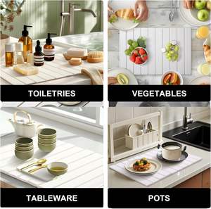 Grand tapis de séchage de vaisselle en pierre, séchage rapide, pliable, tapis de séchage de vaisselle en pierre pliable pour comptoir de cuisine - Product Image 6