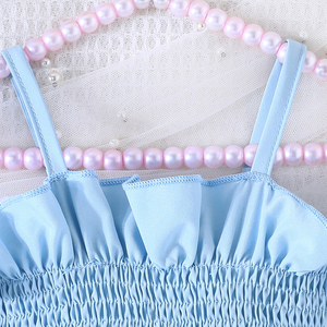 Conjunto de Dos Piezas para Niñas al por Mayor: Top Corto de Tirantes a la Moda y Falda de Malla Bordada con Diseño de Lazos y Cordón Ajustable de Lana - Product Image 5