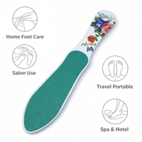 Râpe à pieds double face à long manche avec poignée en céramique, motif floral, portable, durable, outil professionnel pour éliminer les callosités, outil de pédicure