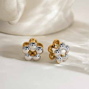 Flower Stud Earrings Stainless Steel Geometric Floral Pattern For Women Jewelry Yiwu Origin JDE0210003 <b>PS</b> - Product Image 4