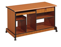 Bureau d'ordinateur mobile au design moderne avec étagères de rangement et roulettes