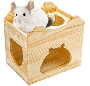 Casetta in Legno Personalizzata per Cincillà, Rifugio Naturale per Piccoli Animali, Tana per Scoiattoli e Petauri dello Zucchero in Gabbia, Habitat in Legno per Criceti - Product Image 3