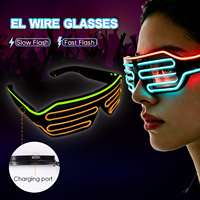 Lunettes de fête lumineuses en plastique, double couleur, fil EL, lunettes à volets lumineux, décorations de Noël
