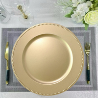 Vente en gros d'assiettes en plastique dorées chargeur d'assiettes de fête d'hôtel de mariage assiettes décoratives pour les mariages