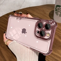 Étui antichoc transparent à quatre coins pour iphone 15 plus 14 13 12 11, pour iphone 15 étui non jaunissant