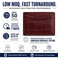 Cartera Tarjetero de Cuero con Textura de Cocodrilo Borgoña para Hombre, Ideal para Viajes de Negocios, con Bolsillo Delgado y Costuras Finas
