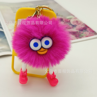 Porte-clés Pom-Pom Tactile Confortable en Peluche Douce, Forme d'Oiseau Mignon à Grands Yeux, Accessoire Portable Doux au Toucher