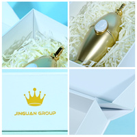 Boîte cadeau magnétique blanche de luxe avec couvercle transparent, estampage à chaud doré, doublure en satin, boîte en carton rigide pour bijoux, cosmétiques, desserts