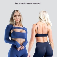 Conjunto de Yoga de Manga Larga para Mujer, en Nailon y Poliamida, de Secado Rápido, Ajuste Ceñido, Ropa Deportiva para Gimnasio, Running y Pilates, Compatible con OEM
