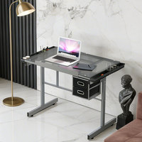 Table à dessin à angle réglable avec plateau en verre trempé, bureau d'art avec rangement à tiroirs, spécialement conçu pour les étudiants en art