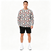 Sweat-shirt à col rond pour homme personnalisé avec sublimation de pingouins de Noël, impression intégrale pour les fêtes de Noël