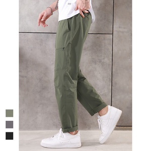 <span class=keywords><strong>Pantalon</strong></span> de randonnée décontracté pour homme, léger, imperméable, coupe-vent, séchage rapide, en Spandex/Nylon, taille élastique droite - Product Image 5
