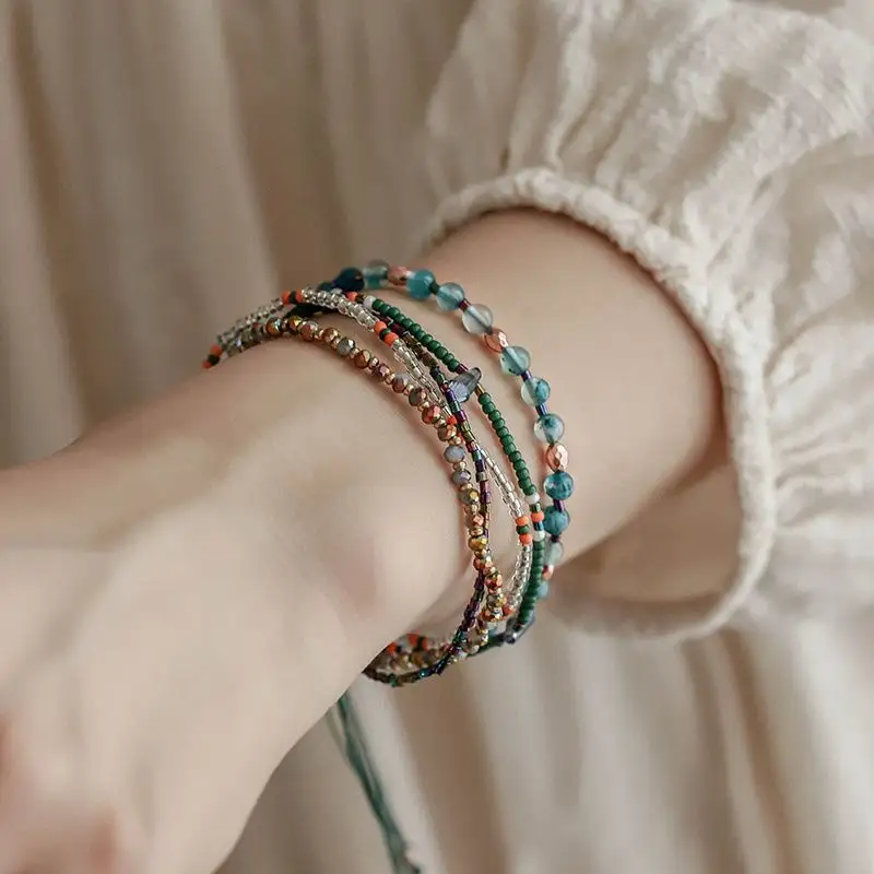 Богемный браслет, разноцветный браслет с бусинами, праздничное плетение, регулируемые нишевые браслеты, аксессуары для женщин
