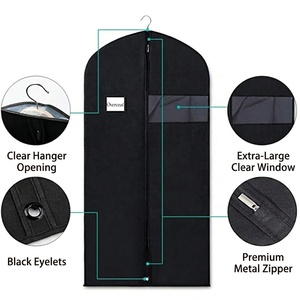 <span class=keywords><strong>Housse</strong></span> de vêtement en tissu non tissé avec fenêtre transparente et <span class=keywords><strong>porte</strong></span>-carte d'identité, idéale pour costumes, vestes et manteaux – Parfaite pour les hôtels et les blanchisseries – Offre spéciale - Product Image 5