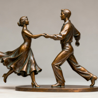 Sculptures de danseurs en bronze grandeur nature, homme et femme, artisanat métallique personnalisé, à vendre