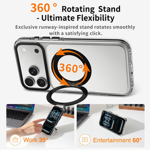 Coque de téléphone magnétique antichoc avec cadre d'objectif métallique et support rotatif <span class=keywords><strong>pour</strong></span> iPhone 17 18 Pro Max, emballage personnalisé avec logo - Product Image 4