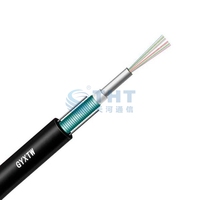 Câble à fibre optique monomode extérieur 2-24 fibres GYXTW G652D, blindé en fil d'acier, gaine extérieure en HDPE/MDPE, petit diamètre