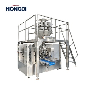 Peseuse multi-têtes 14 têtes avec machine à sachets préformés rotative à 8 stations et plateforme de support - Product Image 1