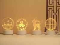 Lampe de nuit LED 3D en acrylique avec logo personnalisé, lumière blanche chaude, utilisation moderne pour la chambre à coucher, alimentation USB, taille moyenne, forme carrée, éclairage de chambre