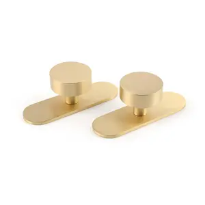 Maxery High Quality Cabinet Knobs Furniture Handles With Plate Matte Satin Brass And Antique Brass Color Draw Knobs