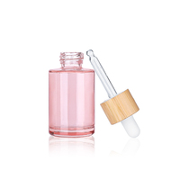 Ensemble de bouteilles en verre pour cosmétiques, récipients d'emballage pour soins de la peau, pot de crème en verre en bambou rose, pompe à lotion, vaporisateur d'huile, flacon compte-gouttes de sérum