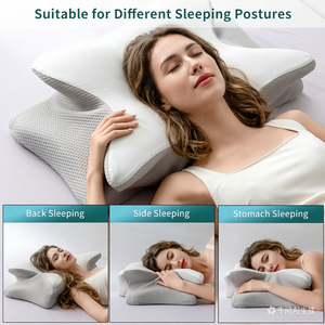 Coussin cervical ergonomique en mousse à mémoire de forme, orthopédique, respirant, thérapeutique, en forme de papillon, à porter, en promotion - Product Image 3