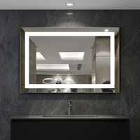 Miroir de salle de bain rectangulaire intelligent en verre LED de style luxueux, rétroéclairage, commande tactile, fonction anti-diffusion, montage mural