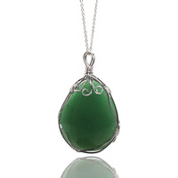 Vente directe d'usine - Pendentif en pierre naturelle, cristal de quartz, amazonite, forme de goutte, enveloppé de fil, pierre de zoïsite rubis