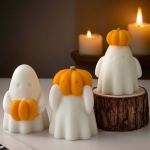 Moule en silicone pour artisanat DIY d'Halloween en gros : fantôme et citrouille pour bougies parfumées et décorations en plâtre, outils de pâtisserie - Product Image 1