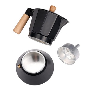 Nouveau design minimaliste café brassage aluminium <span class=keywords><strong>Moka</strong></span> Pot <span class=keywords><strong>Induction</strong></span> table de cuisson manche en bois épaissi noir <span class=keywords><strong>Moka</strong></span> Pot - Product Image 2