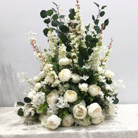 Arrangement de fleurs artificielles GNW sur mesure, rose blanche fantaisie, hydrangea, centre de table, fleurs et couronnes artificielles