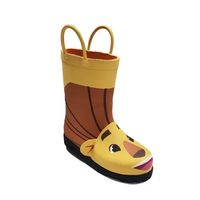 Chaussures d'eau de dessin animé, bottes en caoutchouc pour enfants avec poignée, doublure en polyester