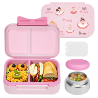 Kotak Makan Siang Anak Desain Persegi Panjang, Promo! Dengan 2 Kompartemen, Kotak Bento Portabel untuk Sekolah