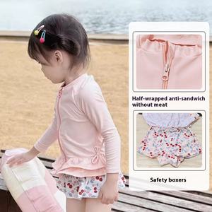 2025 mignon filles princesse maillot de bain une pièce à manches longues Protection solaire séchage rapide maillots de bain pour enfants - Product Image 2