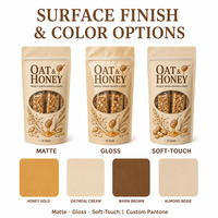 Sachet Doypack à fenêtre refermable avec fermeture éclair pour barres granola aux céréales entières, emballage alimentaire pour chewing-gums et snacks, personnalisable