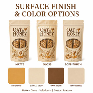 Sachet Doypack à fenêtre refermable avec fermeture éclair pour barres granola aux céréales entières, emballage alimentaire pour chewing-gums et snacks, personnalisable - Product Image 2
