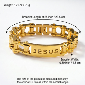 real gold plated jesus cutout rivet <b>bike</b> unisex shiny bulk wholesale <b>bracelets</b> - Product Image 6