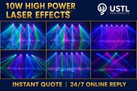 Luz Láser de Cabeza Móvil RGB de 10W a Todo Color con Anillo LED, 37 LEDs RGB 5050, Escáner 25K ILDA DMX512 para Escenario y Bar
