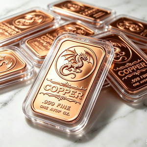 Barra de Cobre Puro de Una Onza (.999) con Diseño de Dragón Volador, Coleccionable Metálico, Decoración, Regalo para Coleccionistas de Monedas - Product Image 1