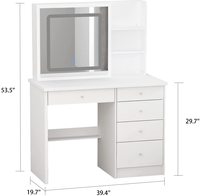 Coiffeuse en bois de luxe Coiffeuse intelligente Mobilier de chambre à coucher Table de courtoisie de maquillage pour femme avec miroir coulissant pour fille