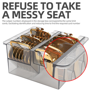 Peluquería de salón <span class=keywords><strong>Estilo</strong></span> Límite de plástico Recortadora de pelo Peine Caja 8 Rejillas Clipper Guards Holder - Product Image 2