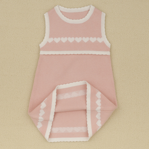 Vestidos de Suéter Tejido sin Mangas de Algodón y Cachemira Rosa para Bebés y Niñas Pequeñas, Diseño OEM - Product Image 4