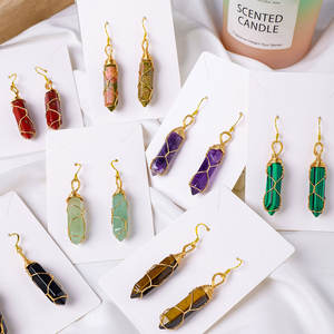 Vente en gros de cristal de quartz rose de guérison naturelle Bricolage fait à la main Boucle d'oreille en cristal à double pointe <span class=keywords><strong>Cadeau</strong></span> souvenir pour les femmes - Product Image 1