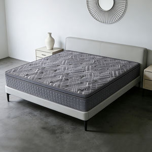 Matelas à ressorts ensachés en coton à fibres moelleuses, écologique et durable, taille standard, 500g/m, tissu tricoté gris, doux, confortable et matelassé - Product Image 1