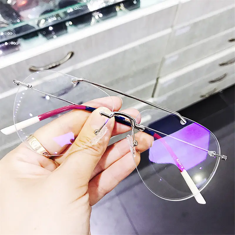 Rimless Glasses Frame Men Women Fashion Aviation Eyeglasses Man Fashion Frameless Spectacles for Prescription Optic