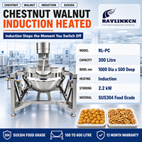 Marmite de Cuisson à Agitateur Racleur 300L Inox Alimentaire Déversement par Basculement Lame PTFE pour Châtaignes Torréfaction